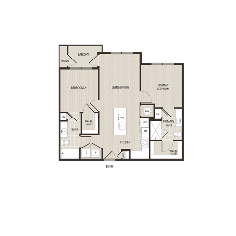 Floor plan for 2 beds, 2 baths, 924 sqft
